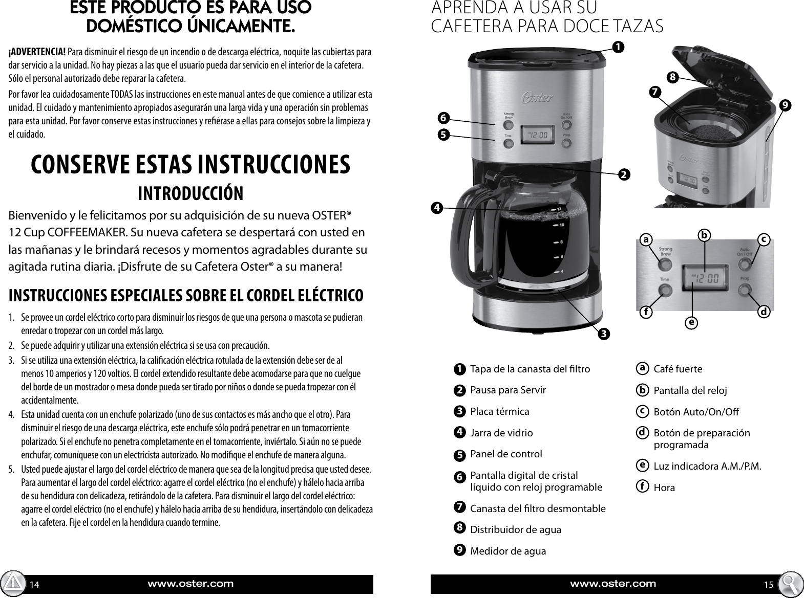 Page 8 of 12 - Oster Oster-12-Cup-Coffeemaker-Users-Manual-  Oster-12-cup-coffeemaker-users-manual