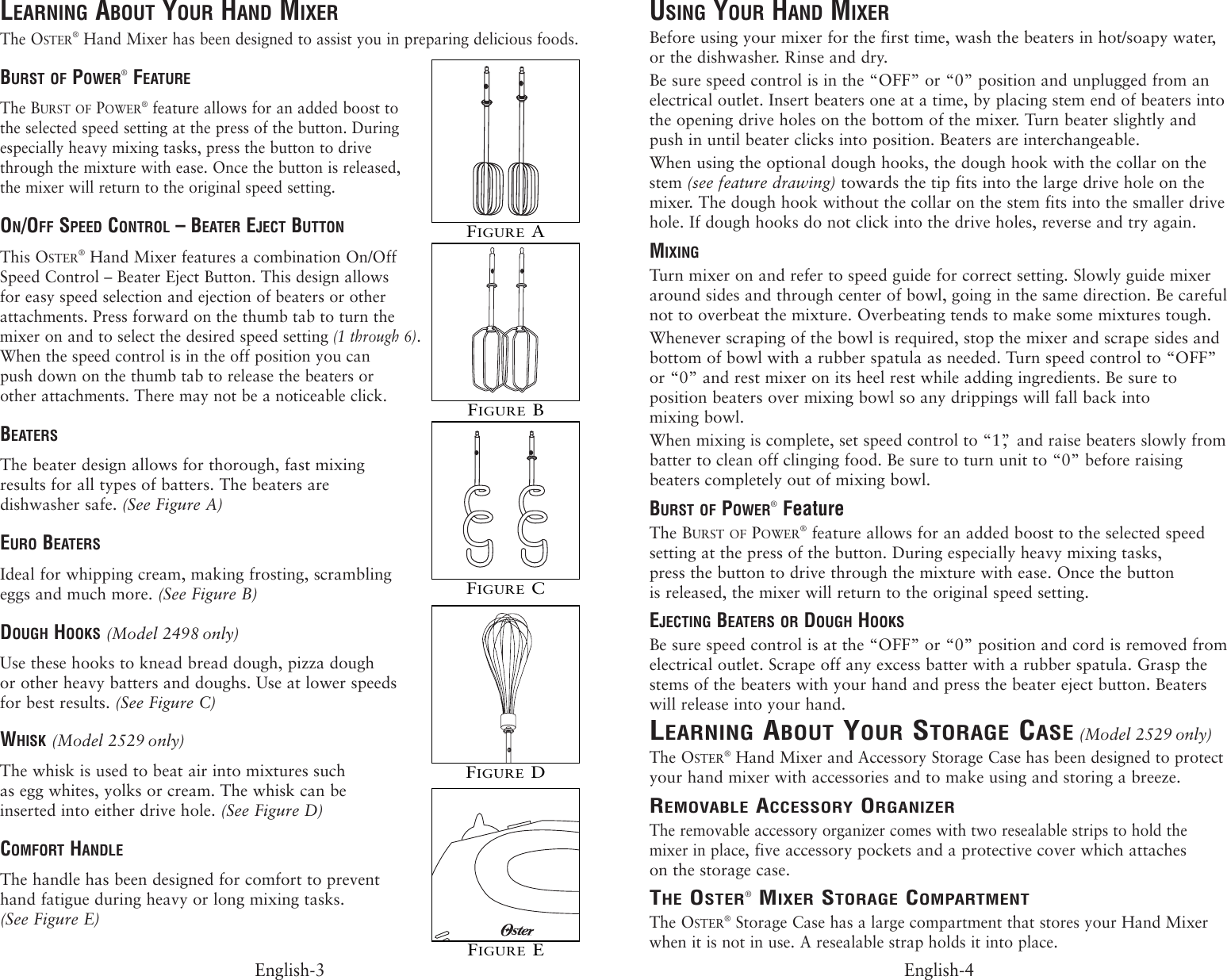 Page 3 of 12 - Oster Oster-2498-Users-Manual- 2498 2529 Hand Mixers Booklet  Oster-2498-users-manual