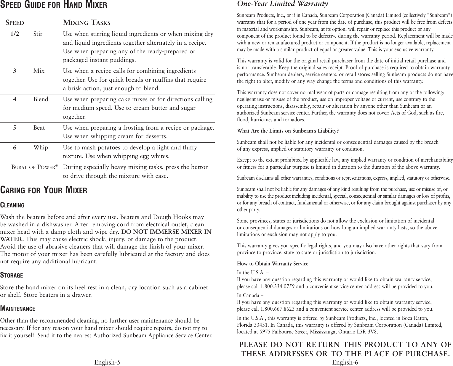 Page 4 of 12 - Oster Oster-2498-Users-Manual- 2498 2529 Hand Mixers Booklet  Oster-2498-users-manual