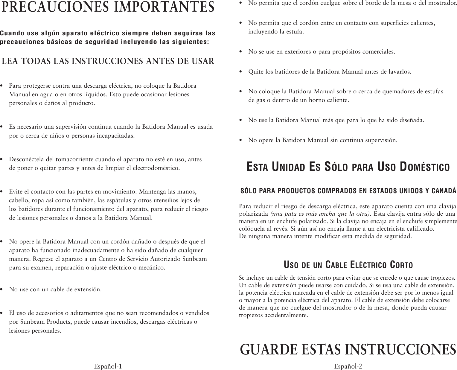 Page 5 of 12 - Oster Oster-2498-Users-Manual- 2498 2529 Hand Mixers Booklet  Oster-2498-users-manual