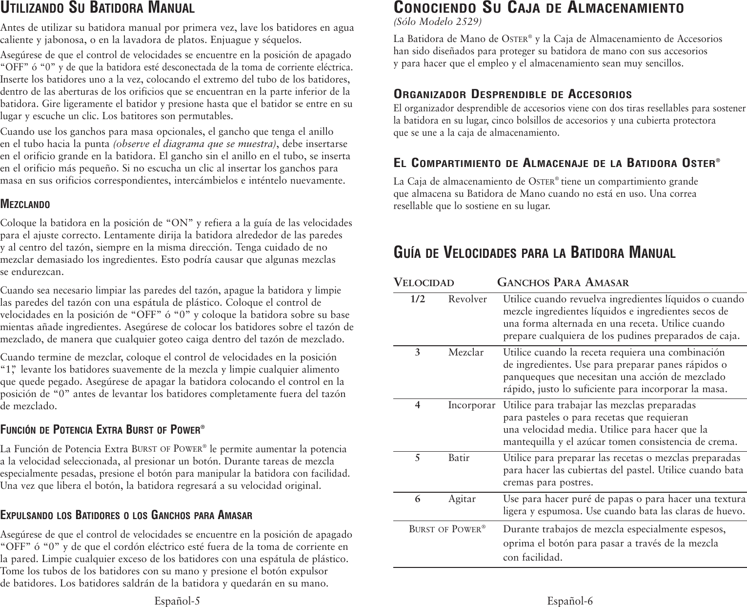 Page 7 of 12 - Oster Oster-2498-Users-Manual- 2498 2529 Hand Mixers Booklet  Oster-2498-users-manual