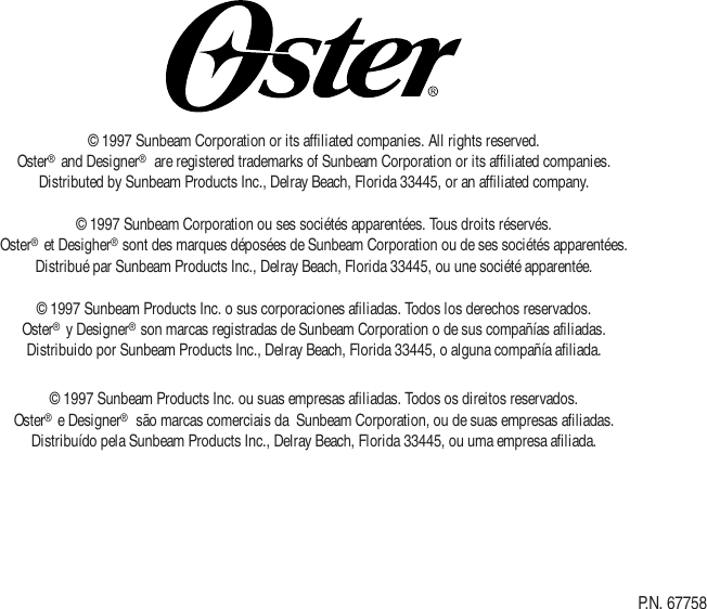 Page 11 of 11 - Oster Oster-3165-Users-Manual- 3165 Juice Extractor  Oster-3165-users-manual