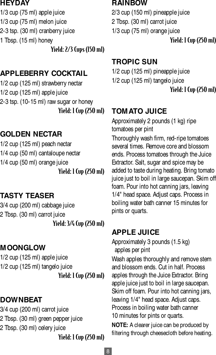Page 8 of 11 - Oster Oster-3165-Users-Manual- 3165 Juice Extractor  Oster-3165-users-manual