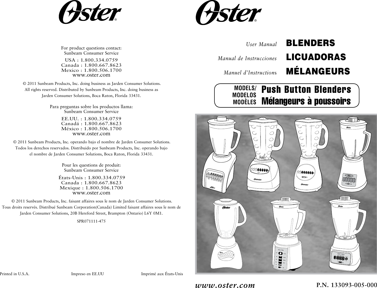 Page 1 of 10 - Oster Oster-Blstfg-C00-000-12-Speed-Blender-Brushed-Nickel-Instruction-Manual-  Oster-blstfg-c00-000-12-speed-blender-brushed-nickel-instruction-manual