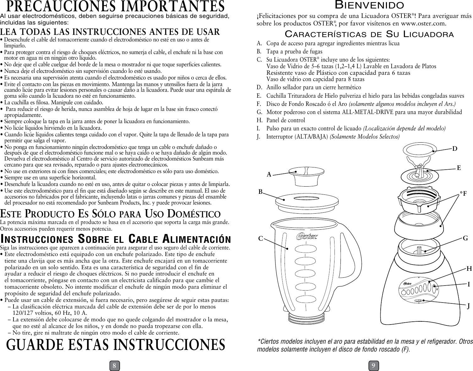 Page 5 of 10 - Oster Oster-Blstfg-R00-000-12-Speed-Blender-Metallic-Red-Instruction-Manual-  Oster-blstfg-r00-000-12-speed-blender-metallic-red-instruction-manual