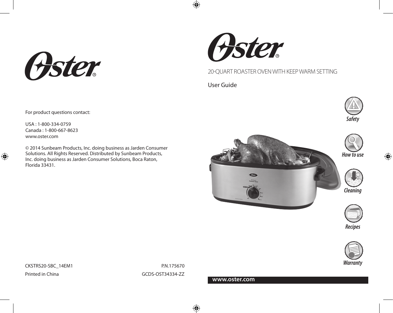 Oster Ckstrs20 Sbc Instruction Booklet Manual