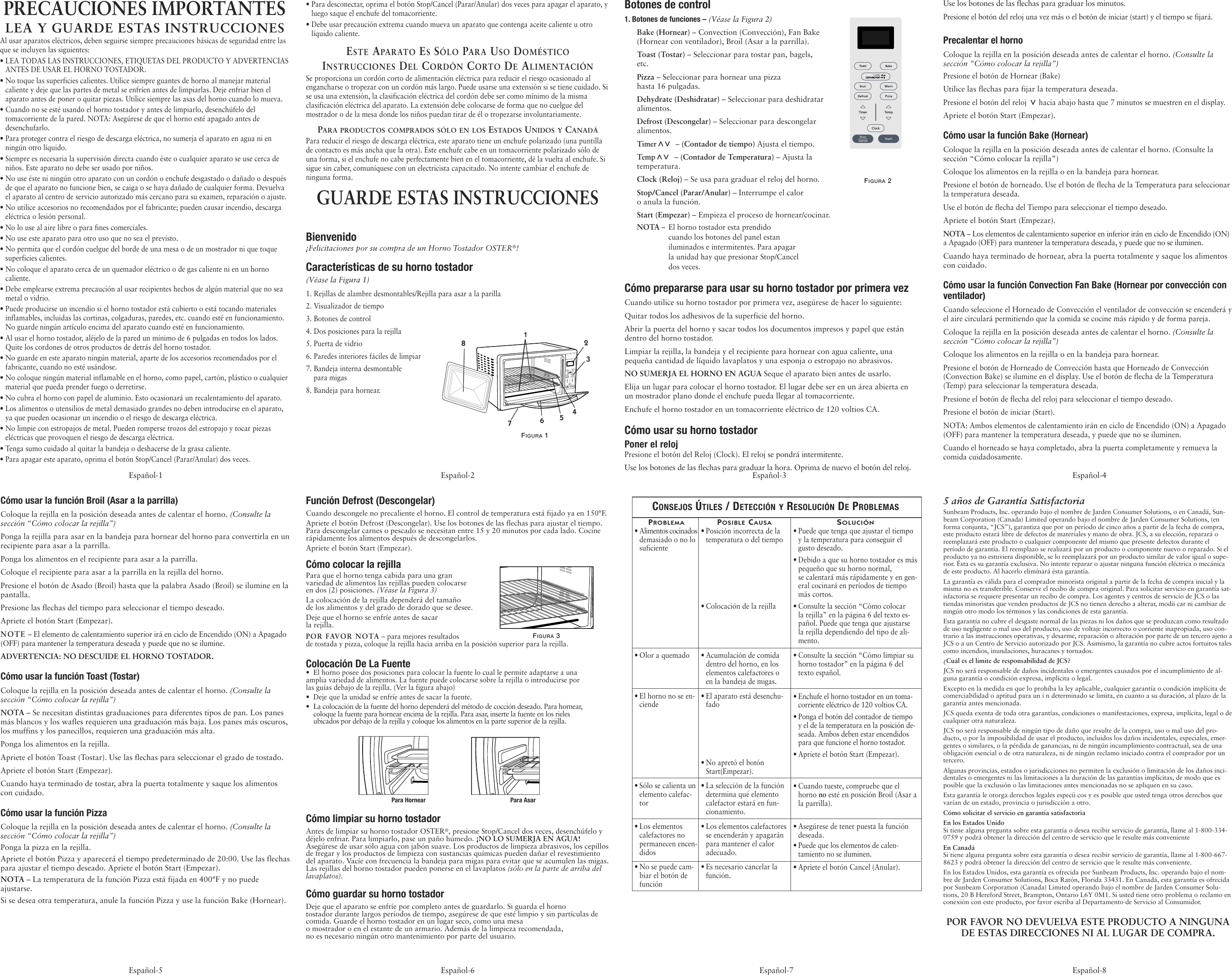 Page 2 of 2 - Oster Oster-Extra-Large-Countertop-Tssttvxldg-001-Users-Manual-  Oster-extra-large-countertop-tssttvxldg-001-users-manual