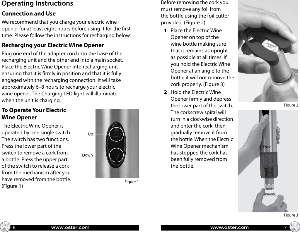 Page 4 of 10 - Oster Oster-Fpstbw8215-Oster-Deluxe-Electric-Wine-Opener-Instruction-Manual-  Oster-fpstbw8215-oster-deluxe-electric-wine-opener-instruction-manual