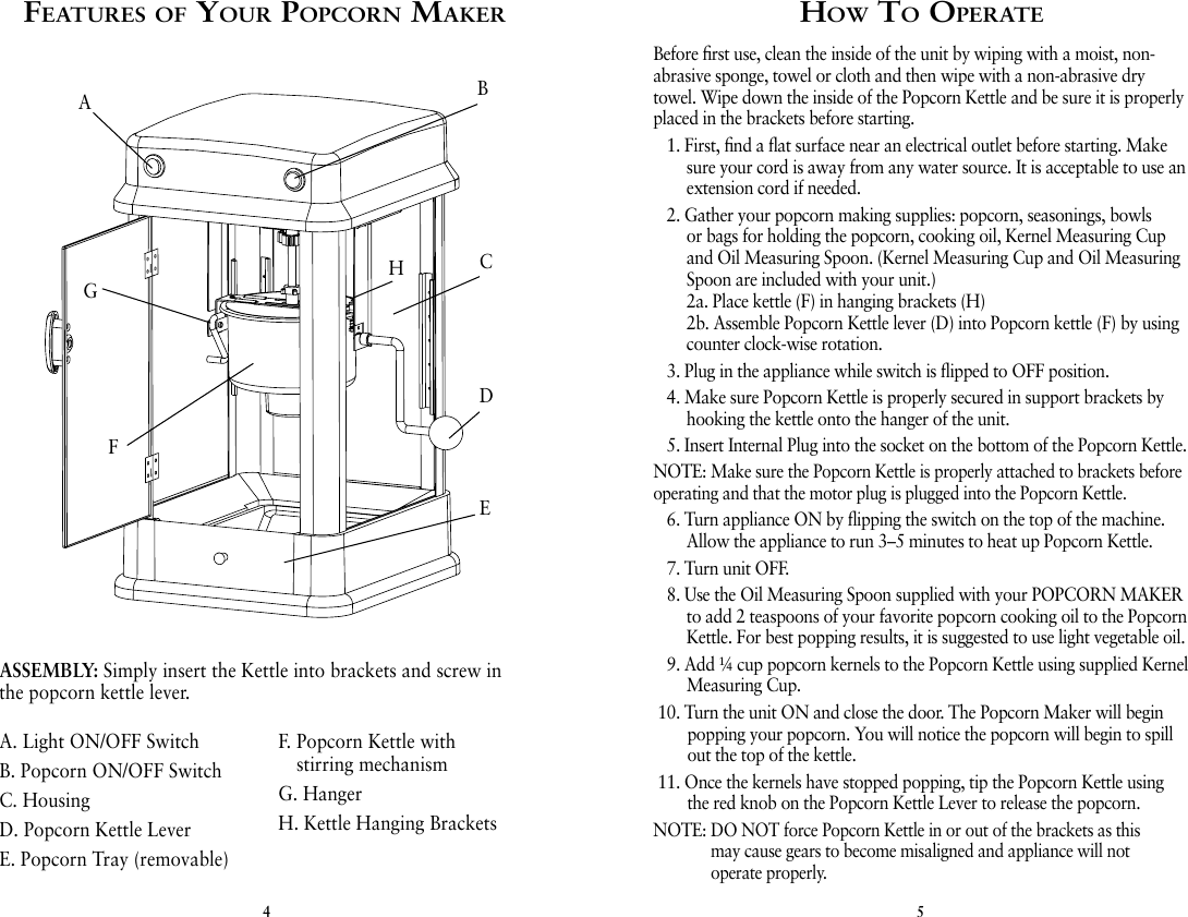 Page 3 of 8 - Oster Oster-Fpstpp7310Wm-Oster-Old-Fashion-Theater-Style-Popcorn-Maker-Red-Instruction-Manual-  Oster-fpstpp7310wm-oster-old-fashion-theater-style-popcorn-maker-red-instruction-manual