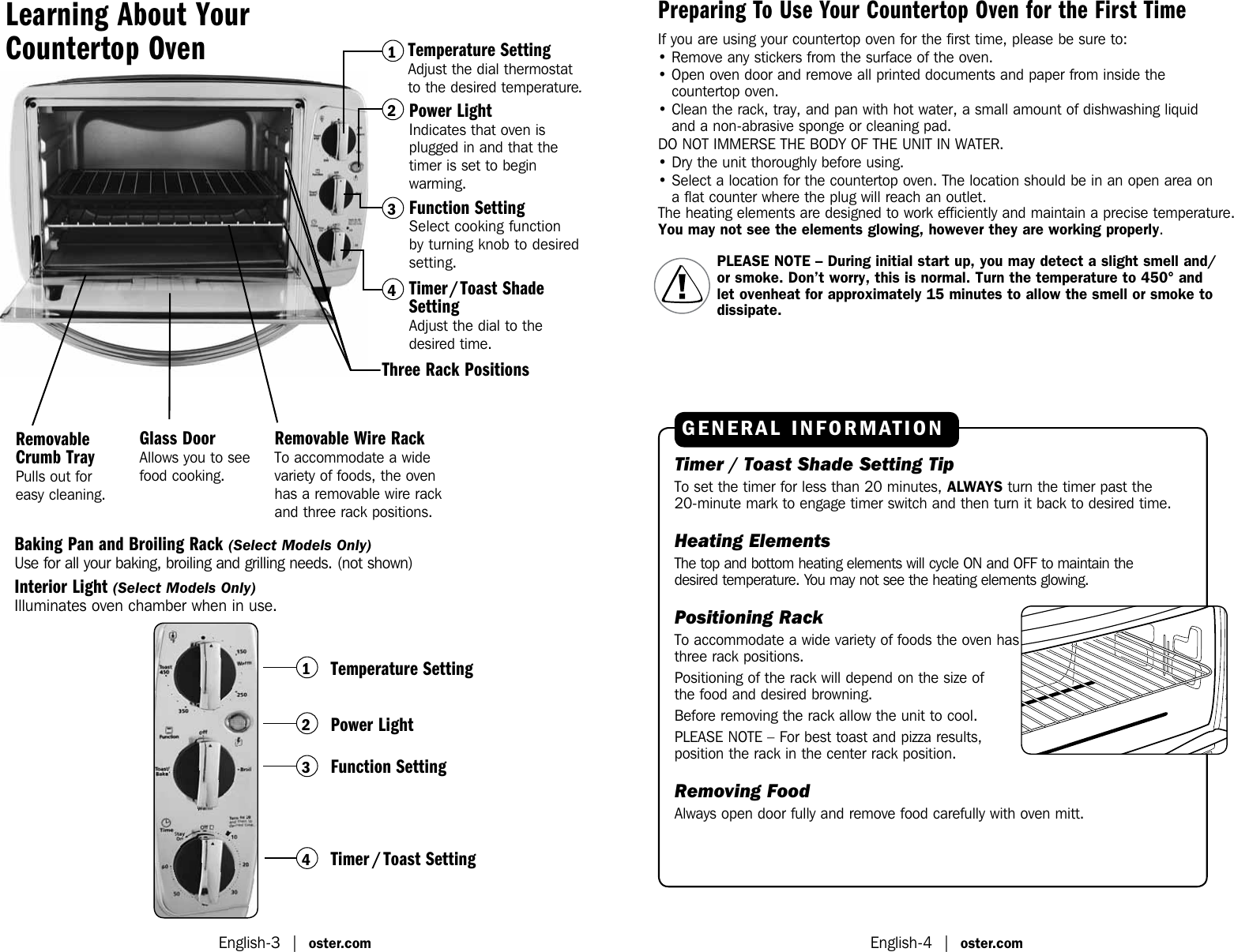 Oster Tssttv0000 Stainless Steel 6 Slice Toaster Oven Instruction Manual