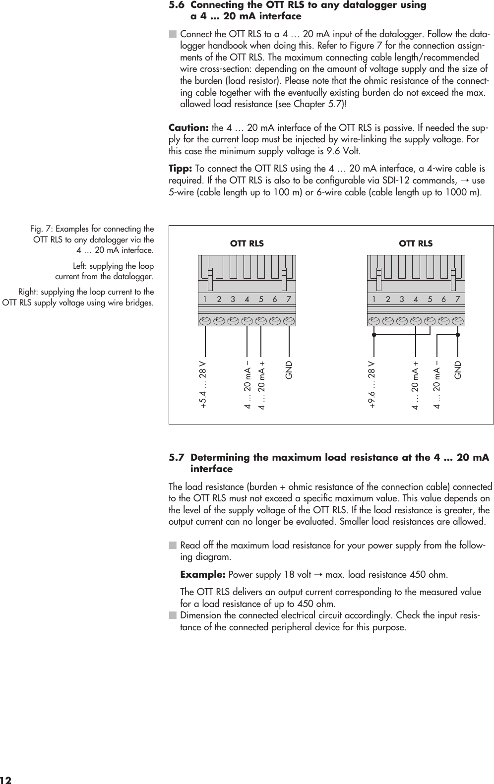 Page 12 of Ott Hydromet RLS253 Radar Level Sensor User Manual Layout Bedienungsanleitung