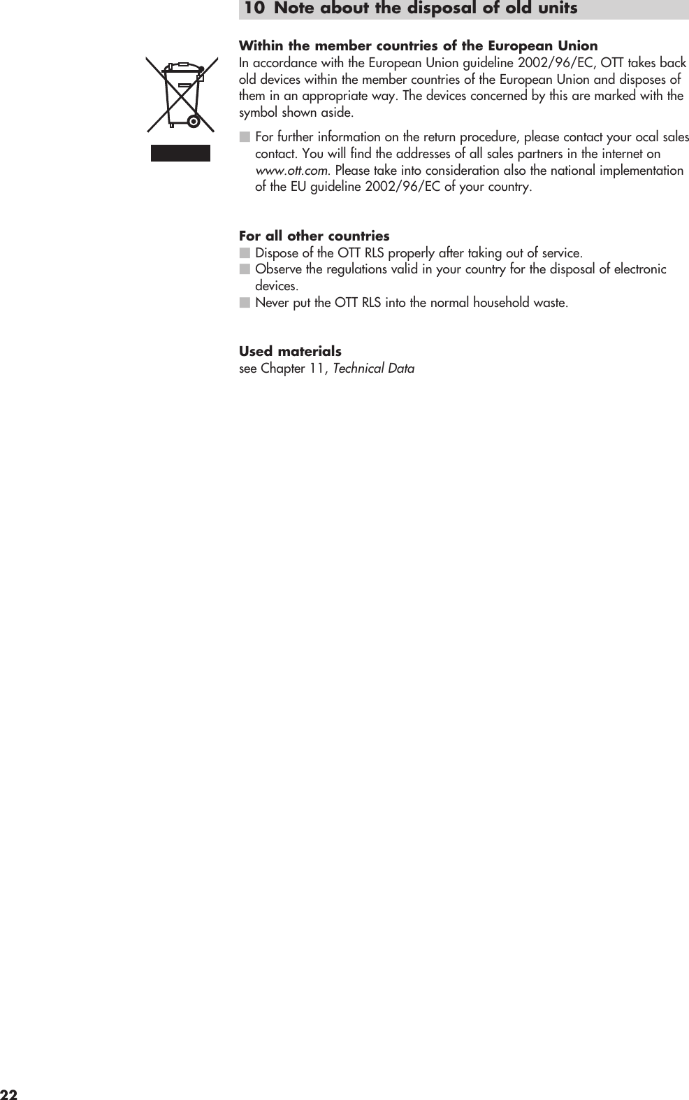 Page 22 of Ott Hydromet RLS253 Radar Level Sensor User Manual Layout Bedienungsanleitung