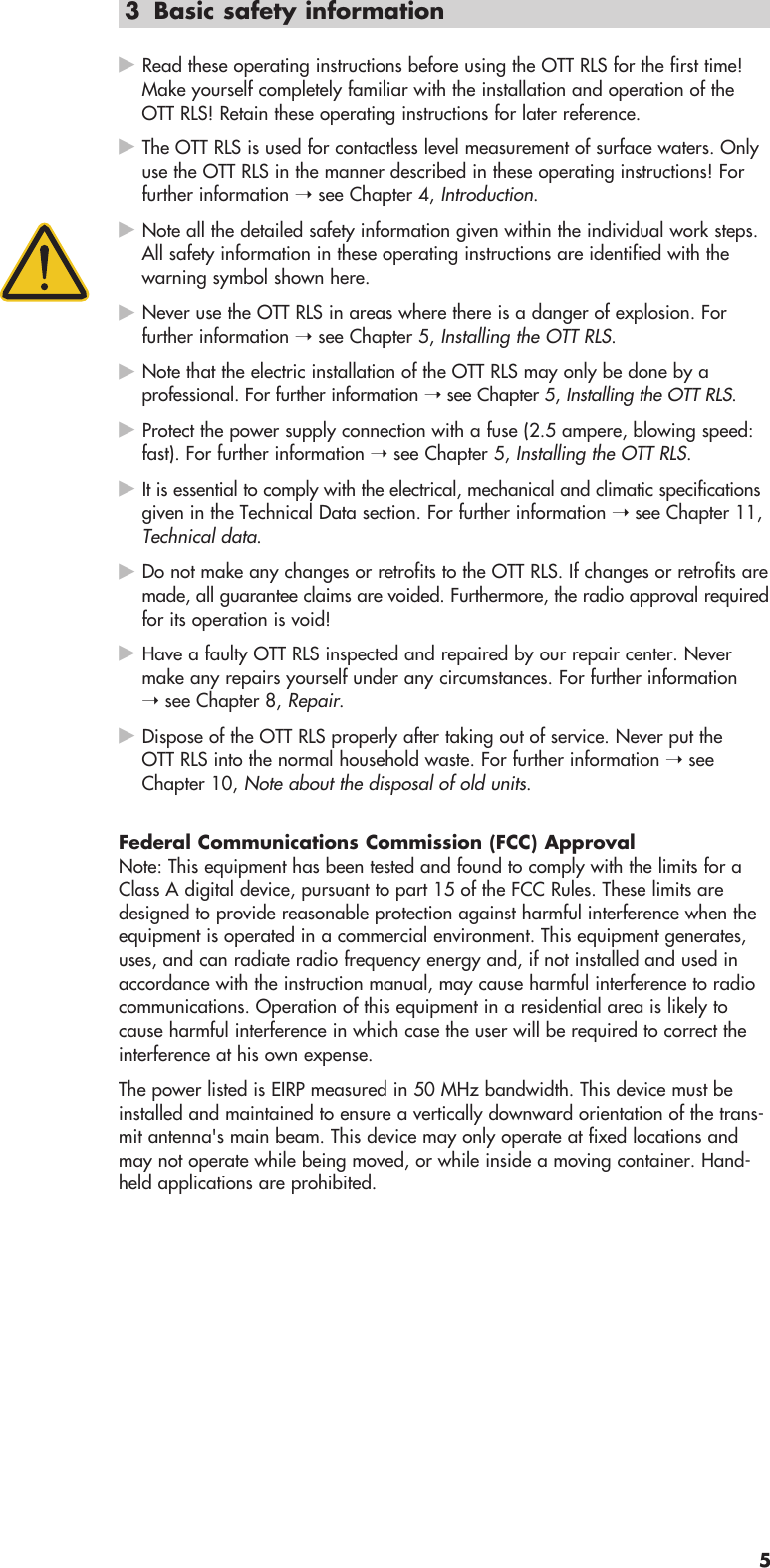 Page 5 of Ott Hydromet RLS253 Radar Level Sensor User Manual Layout Bedienungsanleitung