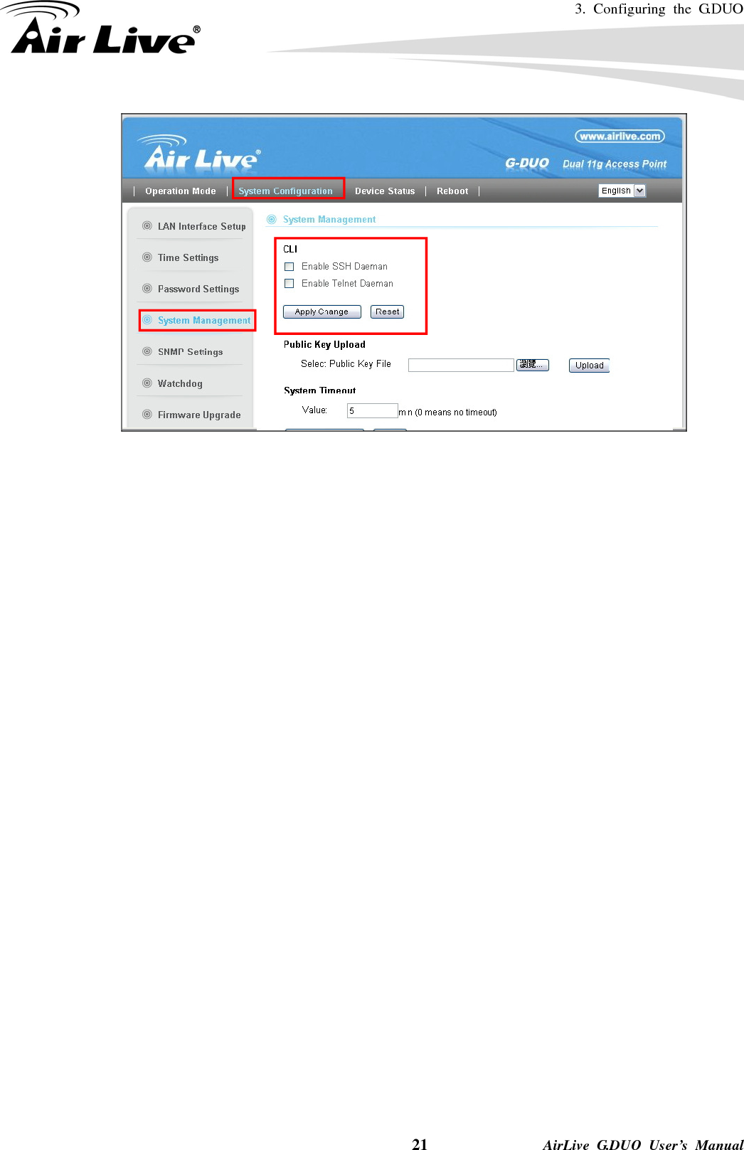 3. Configuring the G.DUO    21              AirLive G.DUO User’s Manual  