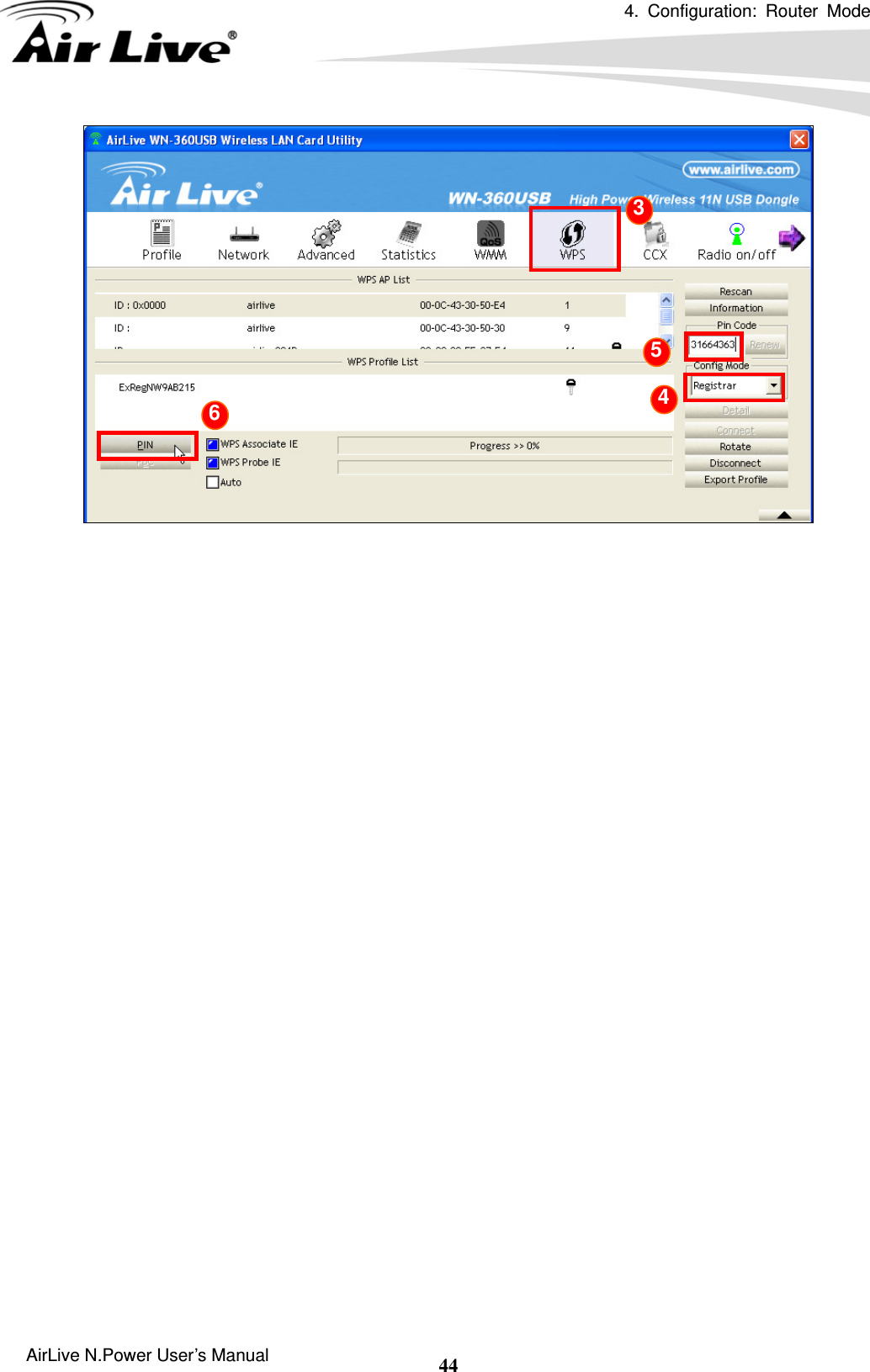 4. Configuration: Router Mode  AirLive N.Power User’s Manual  44  3 4 5 6 