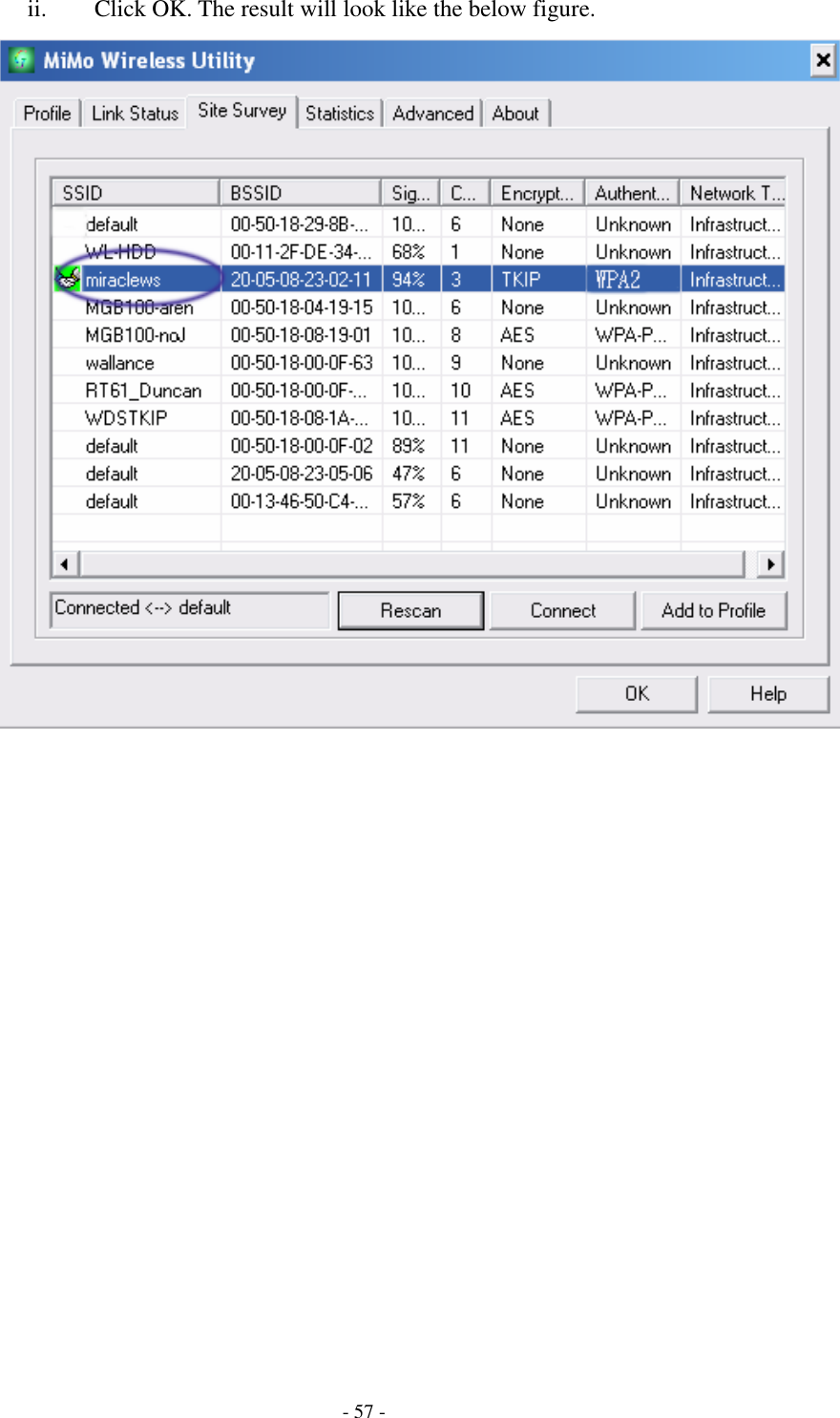    - 57 - ii. Click OK. The result will look like the below figure.   