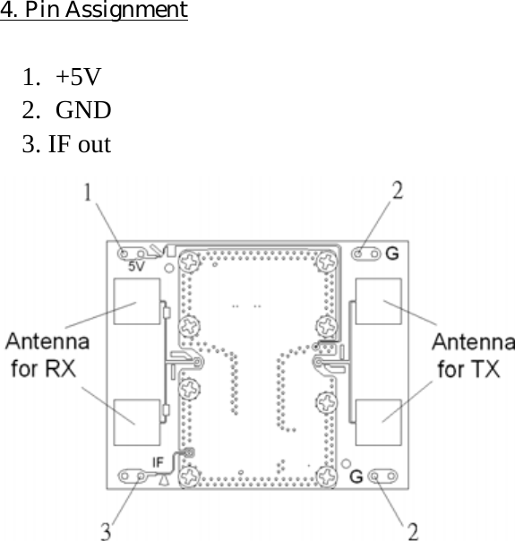 4. Pin Assignment  1. +5V  2. GND 3. IF out                        