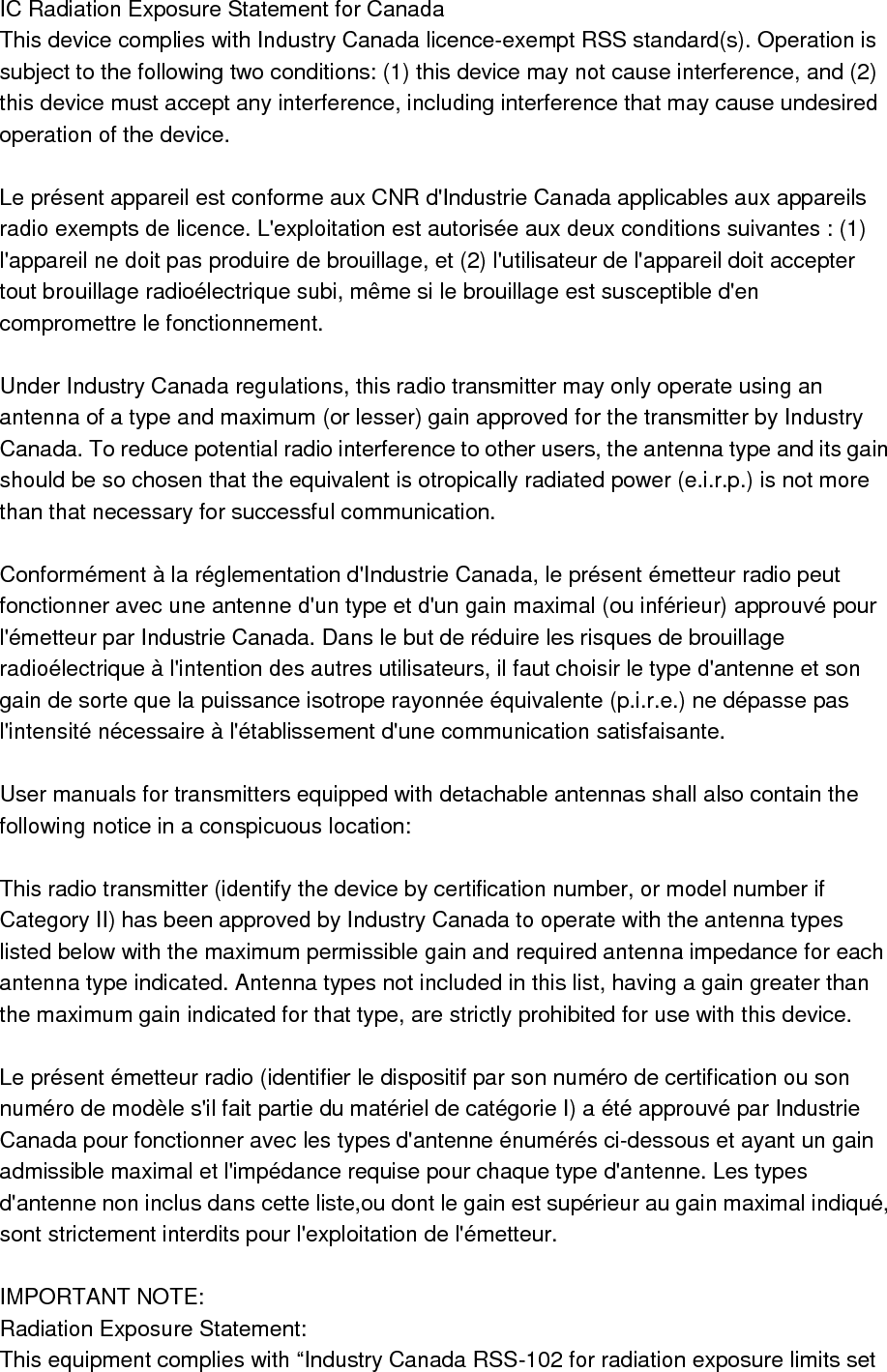 forth for an uncontrolled environment&rdquo;. This equipment should be installed and operated with minimum distance 20cm between the radiator and your body.  