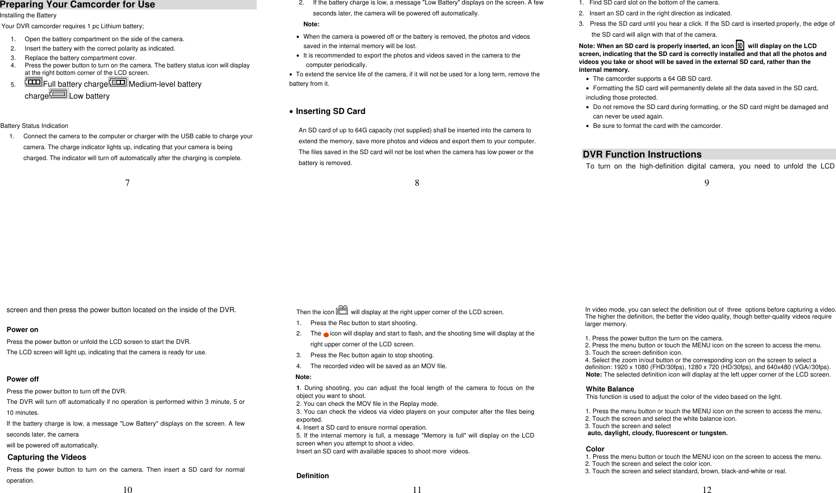 Page 2 of PA Times Technology HDV-D395 Digital Camcorder User Manual 