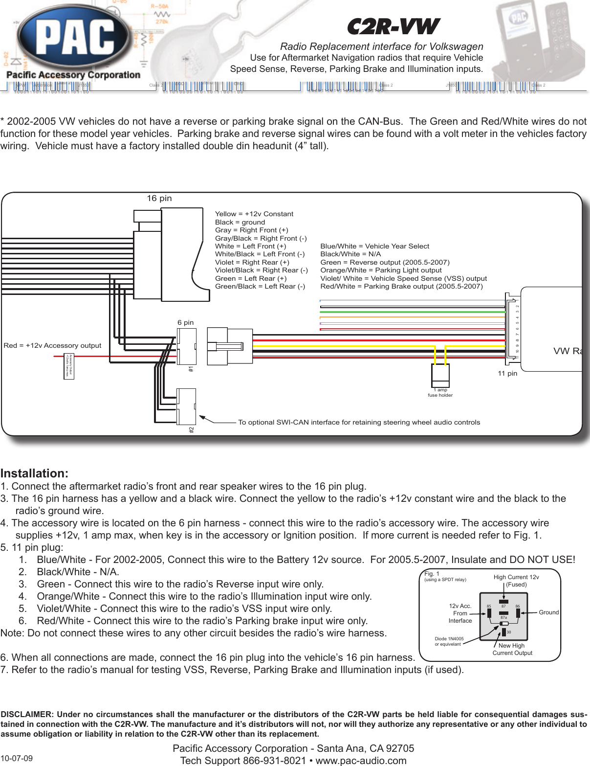 Page 1 of 1 - PAC C2R-VW User Manual  To The 8eb0ecb3-9bcd-4a5a-943a-e615b2ad5528