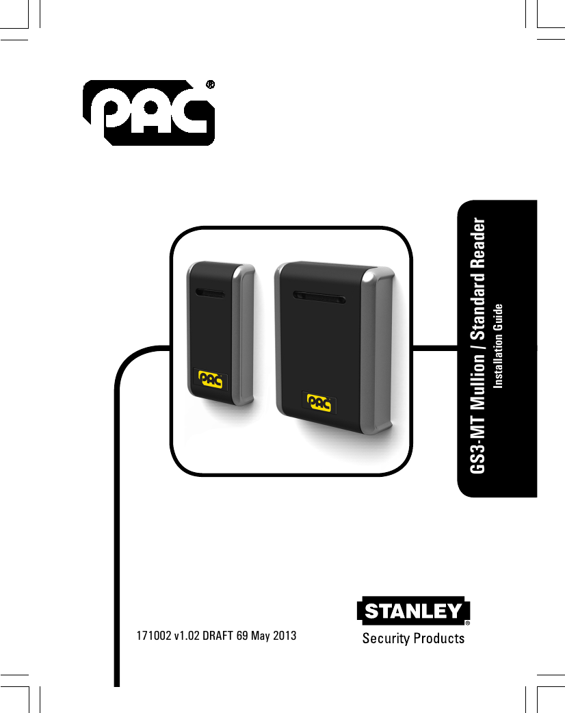 GS3-MT Mullion / Standard ReaderInstallation Guide171002 v1.02 DRAFT 69 May 2013