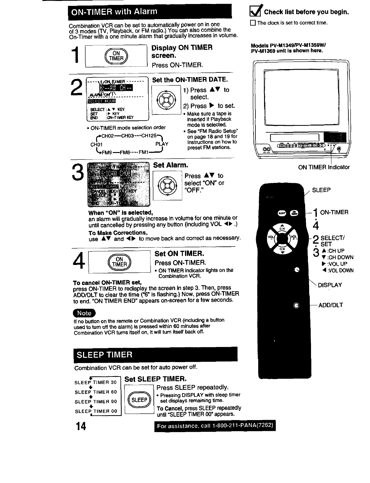 PANASONIC TV/VCR Or DVD Combo Manual 99040046