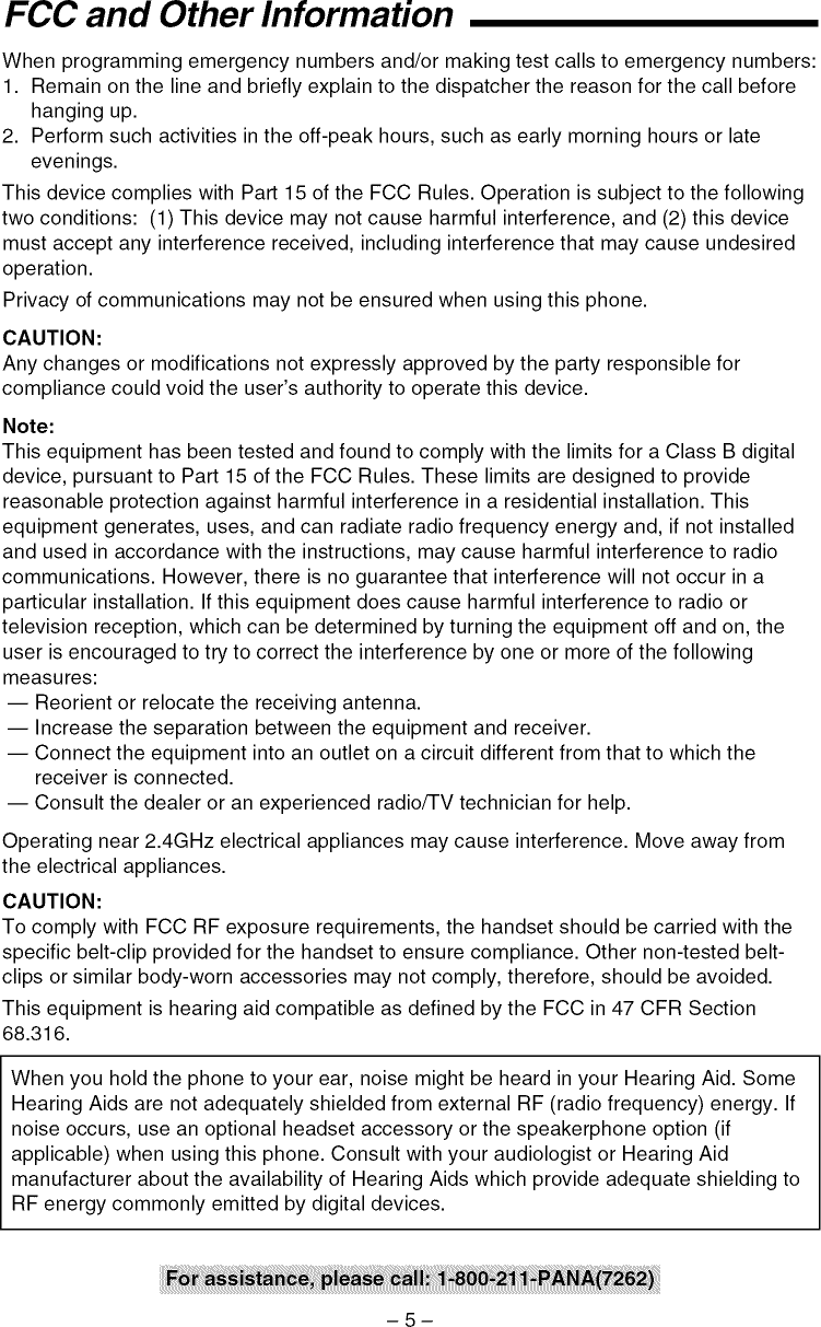 Page 5 of 10 - PANASONIC  Telephones Manual L0902580