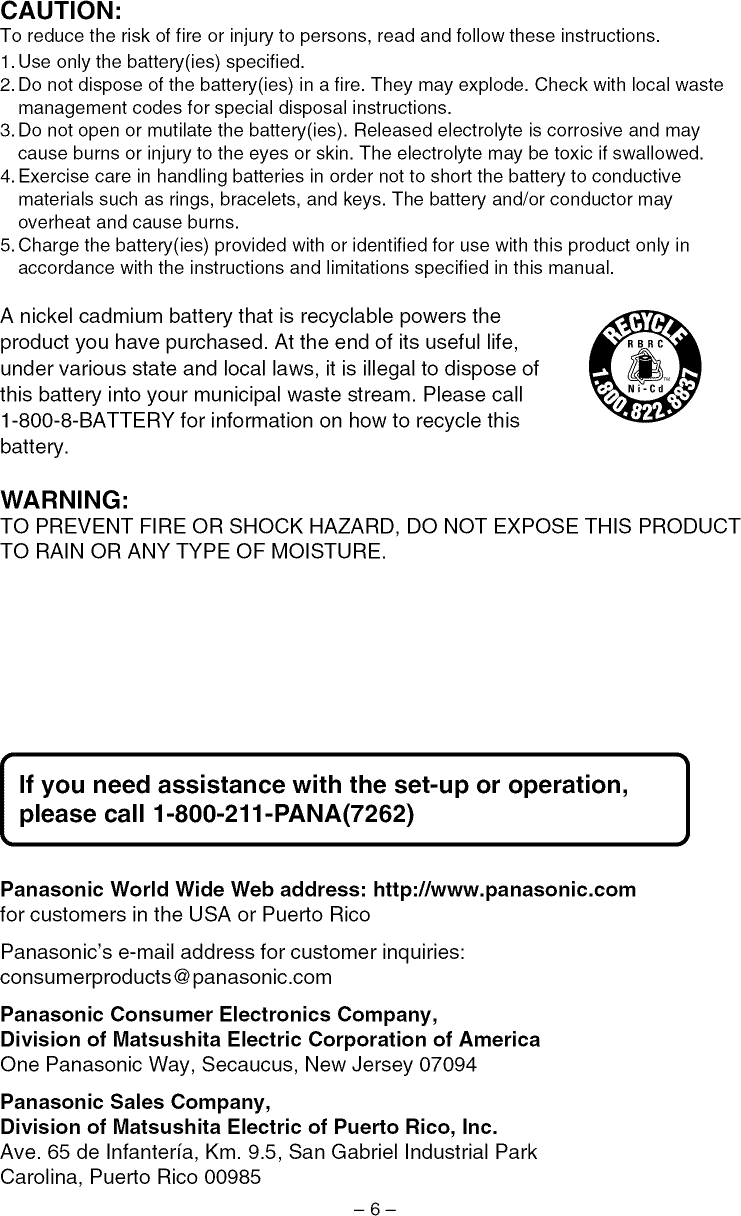 Page 6 of 10 - PANASONIC  Telephones Manual L0902580