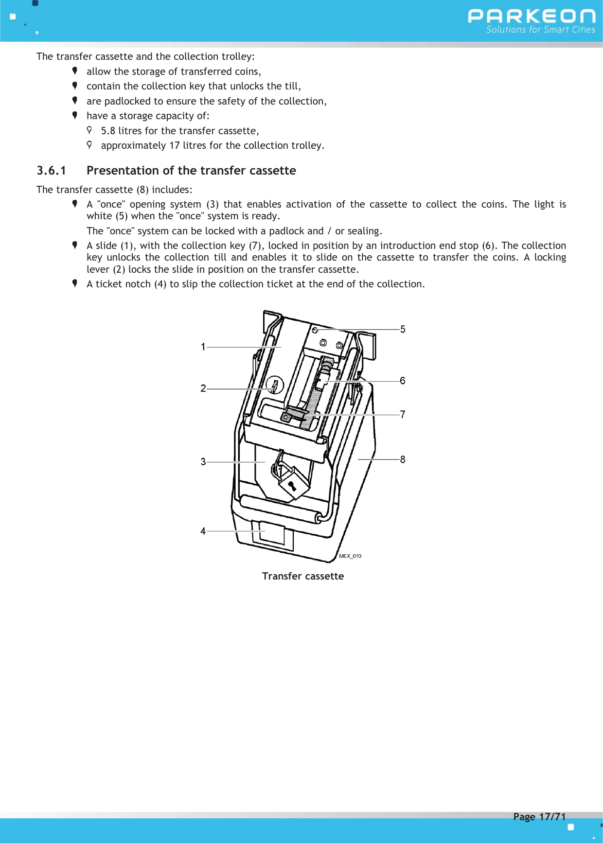 Page 17 of PARKEON SDA-STRADAPAL Pay and display machine with RFID reader User Manual 504022254 1 MEX StradaPAL En