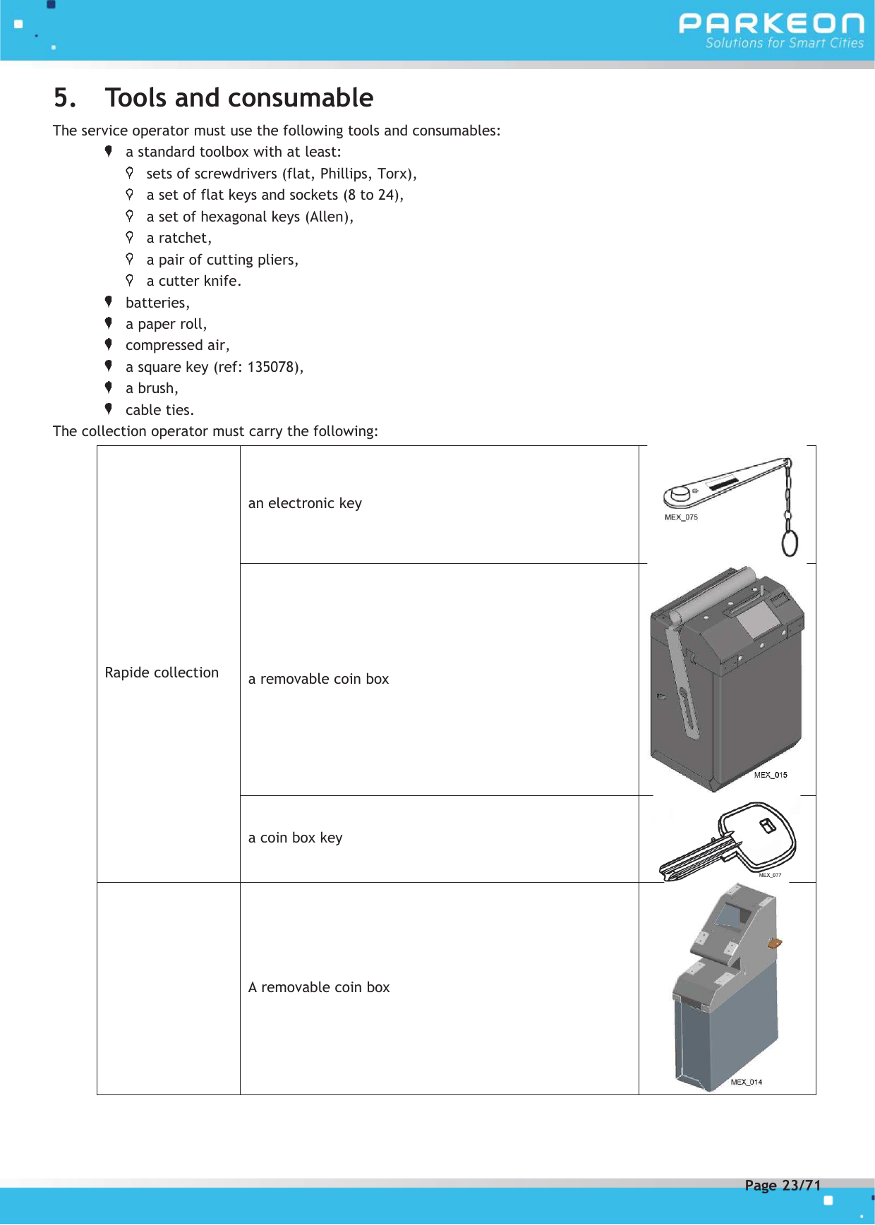 Page 23 of PARKEON SDA-STRADAPAL Pay and display machine with RFID reader User Manual 504022254 1 MEX StradaPAL En