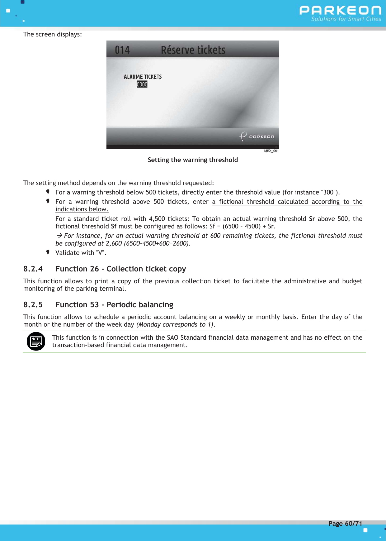 Page 60 of PARKEON SDA-STRADAPAL Pay and display machine with RFID reader User Manual 504022254 1 MEX StradaPAL En