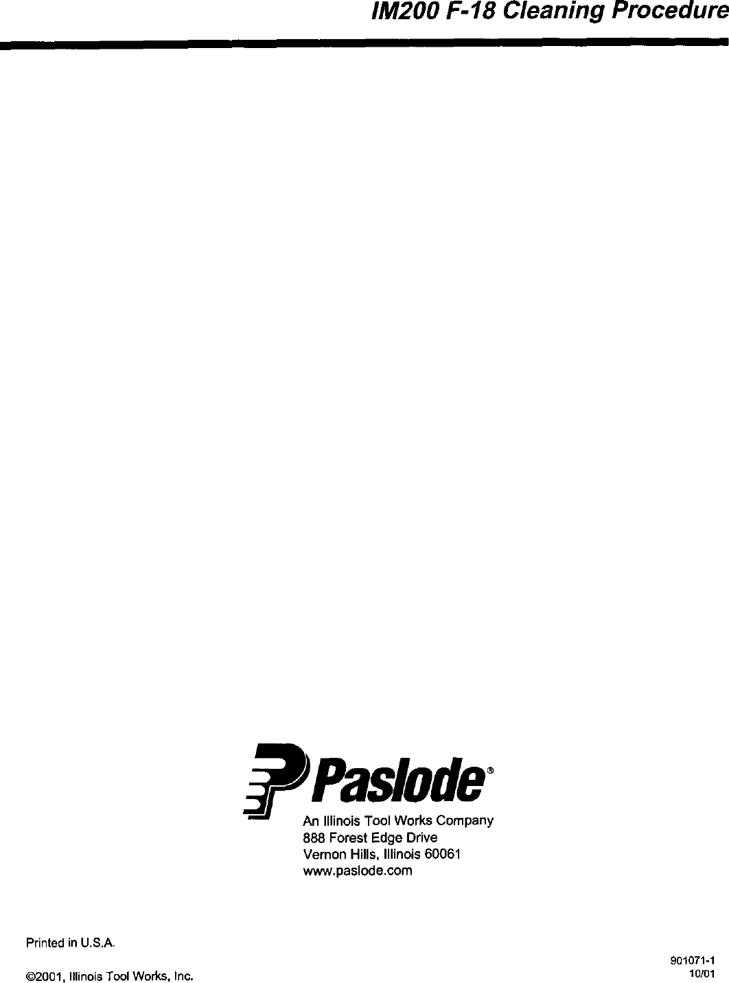 Page 12 of 12 - PASLODE  Nailer Manual L0410030