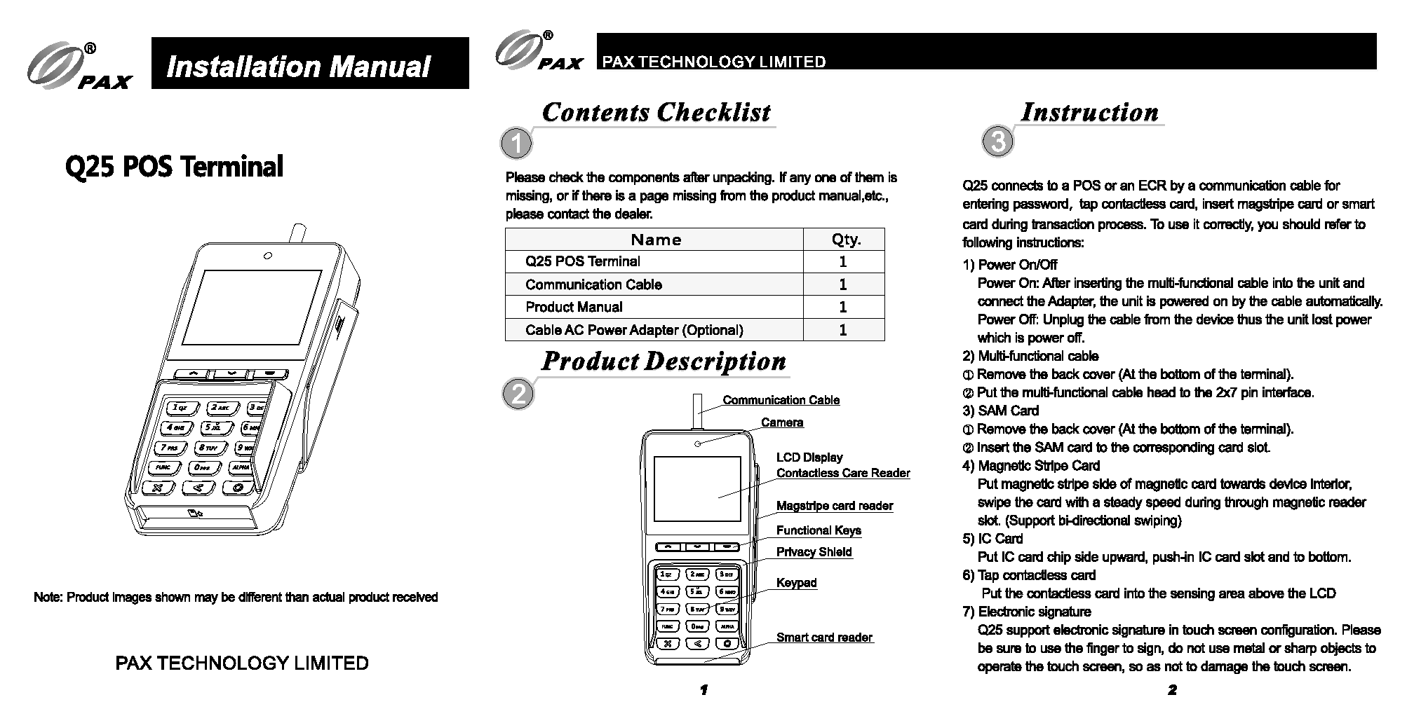 PAX Technology Q25LW POS Terminal User Manual Q2520191024 8 0 PAX Technology Q25LW POS Terminal User Manual Q2520191024 8 0