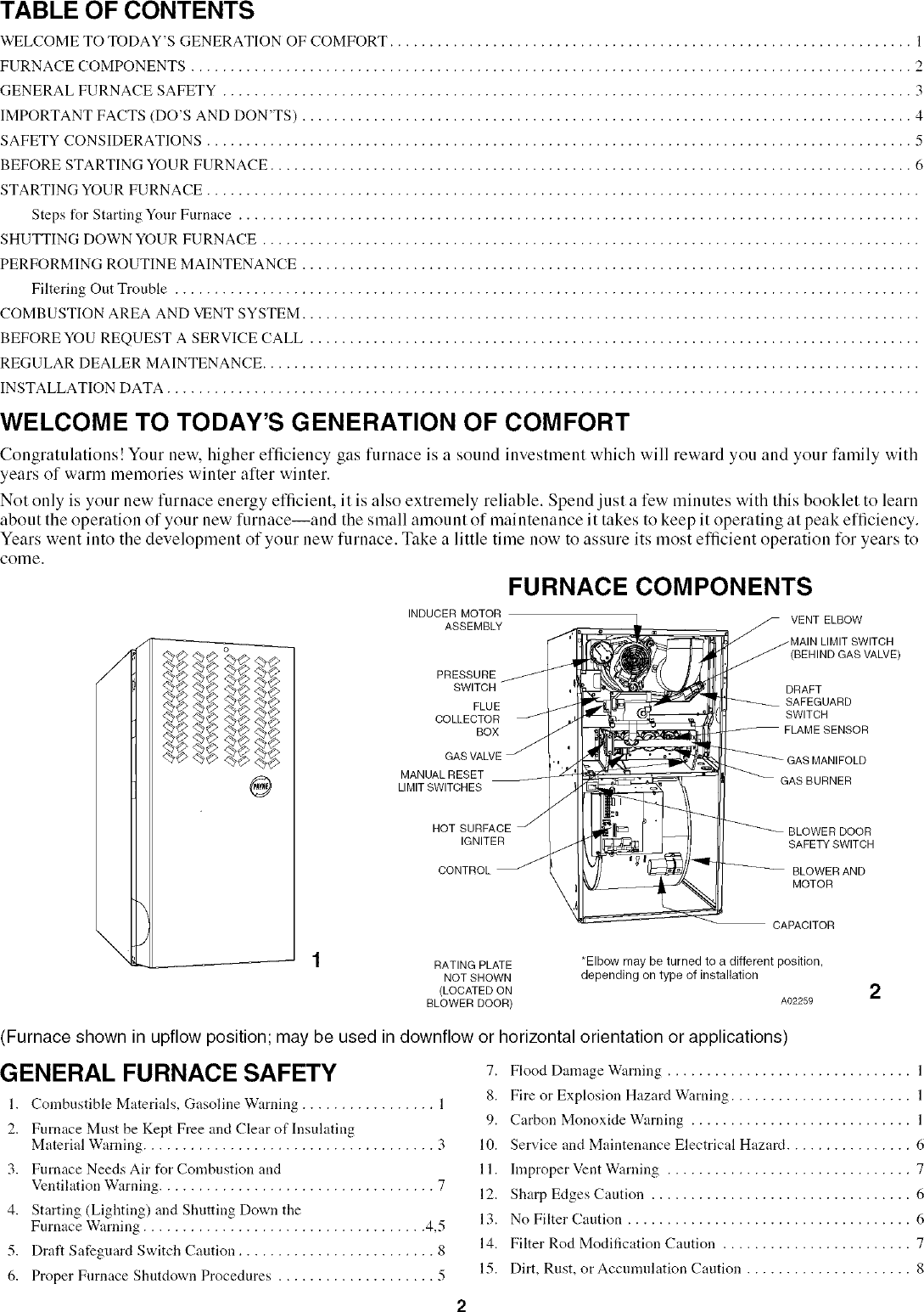 Page 2 of 12 - PAYNE  Furnace/Heater, Gas Manual L0408334