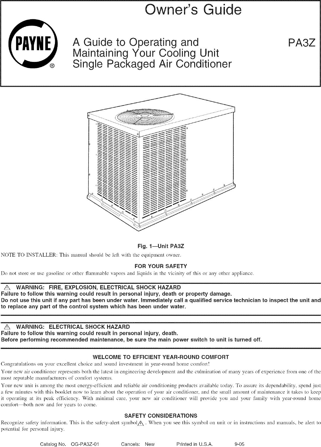 Page 1 of 4 - PAYNE  Package Units(both Units Combined) Manual L0610788