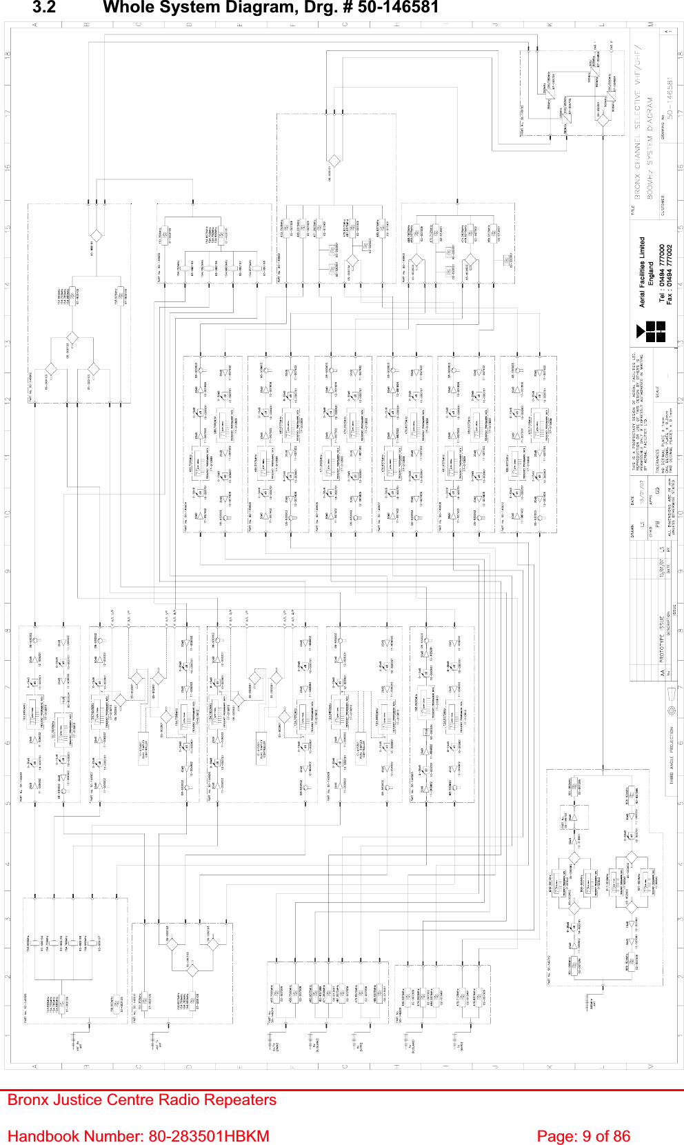 Bronx Justice Centre Radio Repeaters Handbook Number: 80-283501HBKM  Page: 9 of 86 3.2  Whole System Diagram, Drg. # 50-146581 