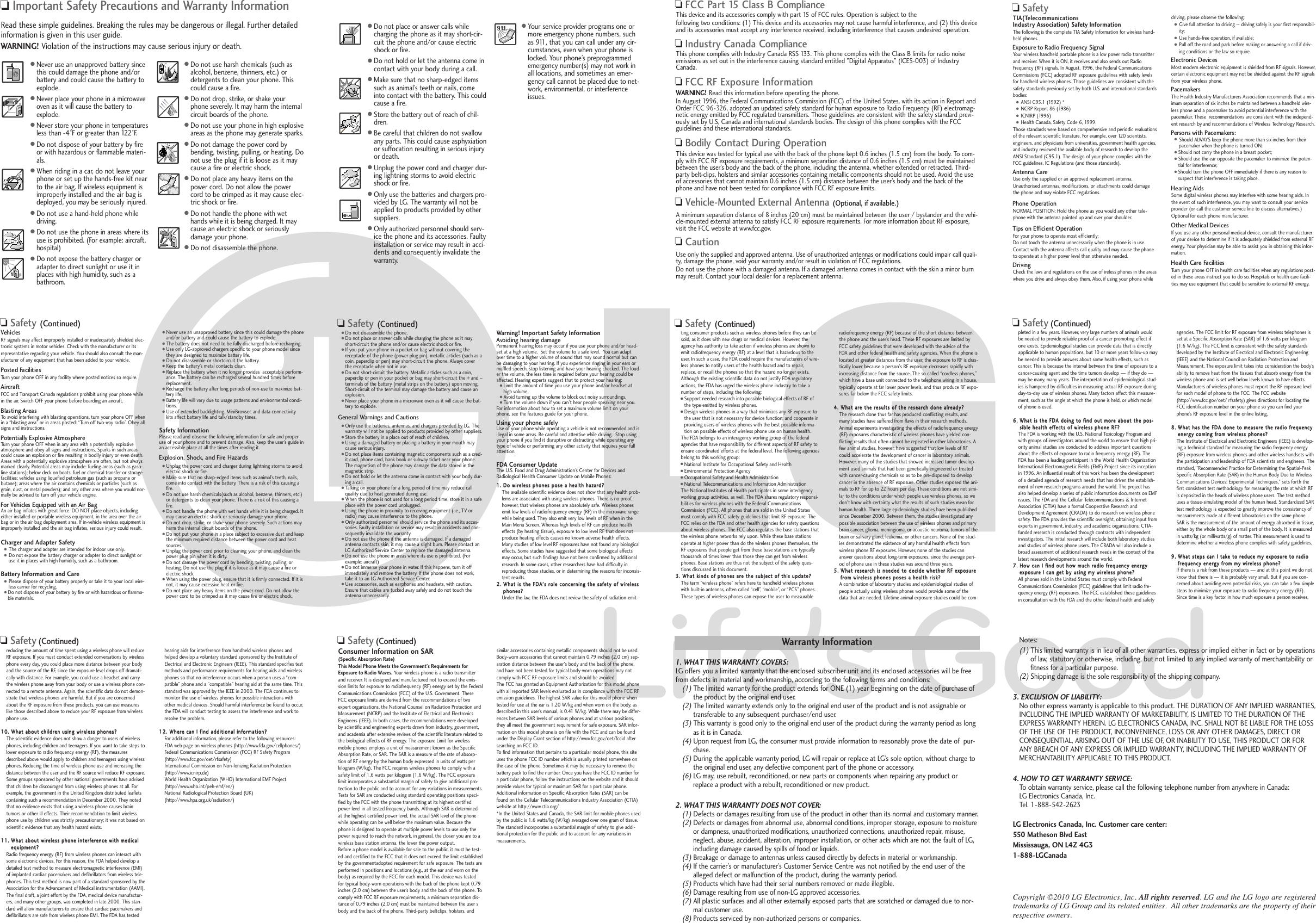 Page 2 of 2 - CX260_Eng_QSG Quick Start Guide LG 230 Reference