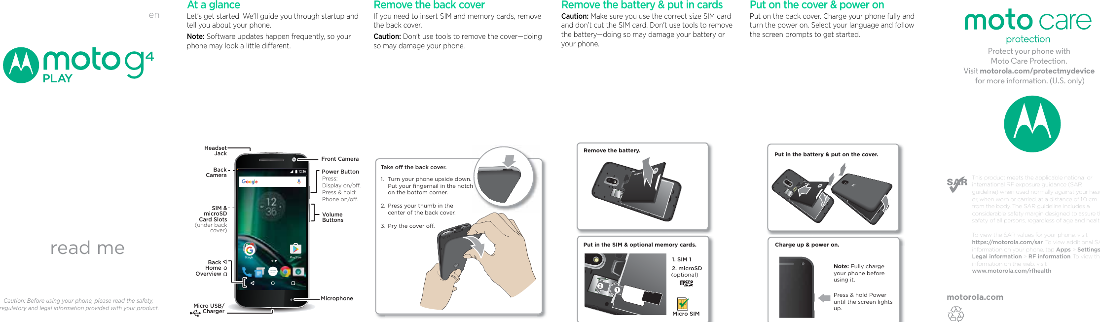 Page 1 of 2 - North American Moto G Getting Started Guide (Single SIM) Quick Start Moto-G-Play-Quick-Start-Guide