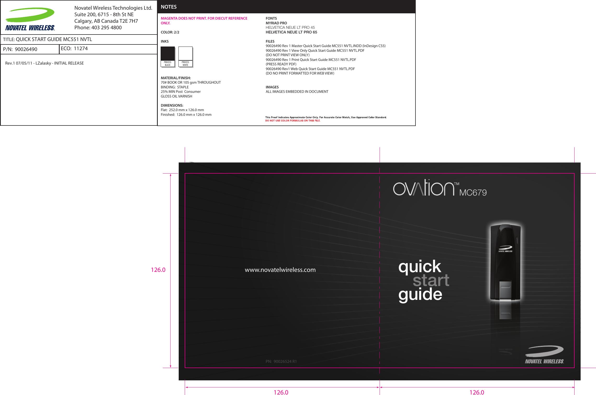 Page 1 of 10 - Quick Start Guide Novatel-Ovation-MC679-Quick-Start-Guide-ENGLISH