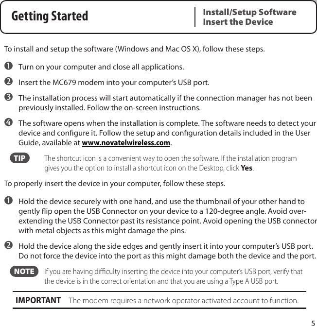 Page 6 of 10 - Quick Start Guide Novatel-Ovation-MC679-Quick-Start-Guide-ENGLISH