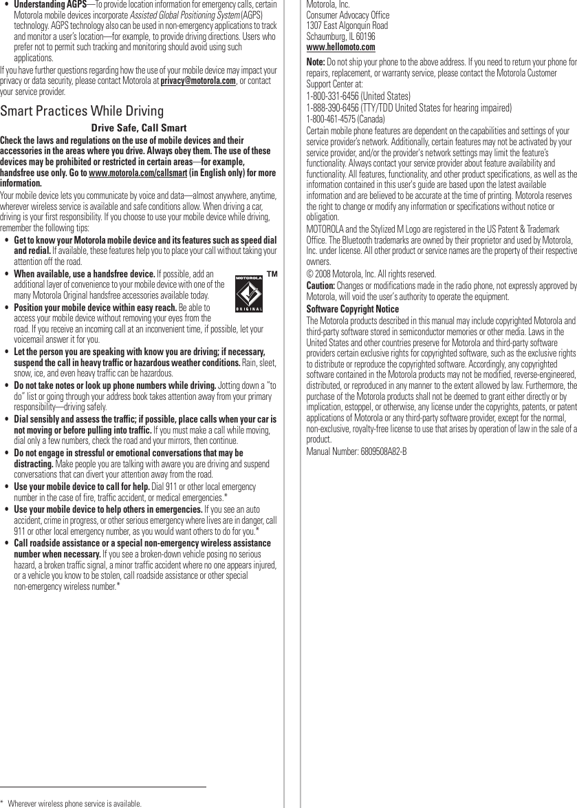 Page 10 of 10 - MOTOROKR U9 Getting Started Guide Quick Start Motorola-motorokr-u9-quick-start-guide