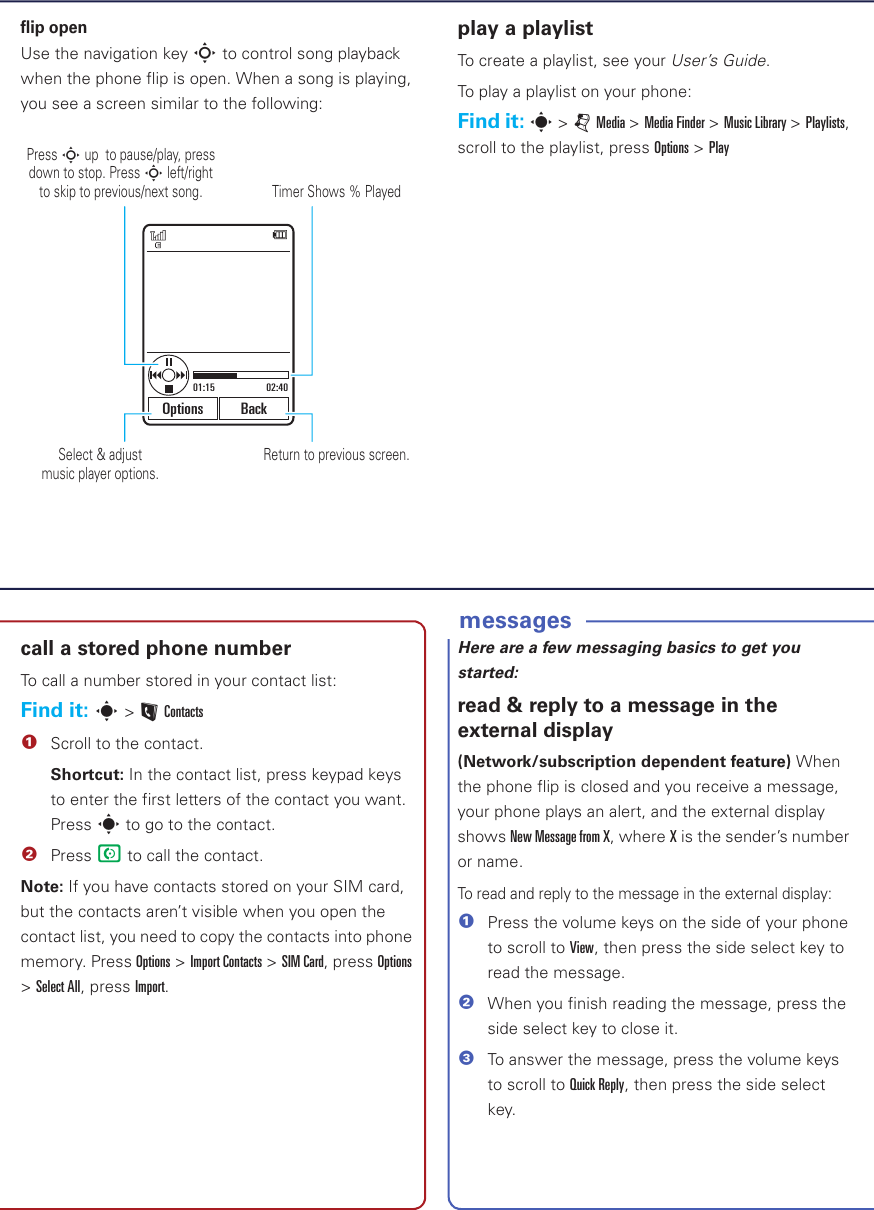 Page 4 of 10 - MOTOROKR U9 Getting Started Guide Quick Start Motorola-motorokr-u9-quick-start-guide