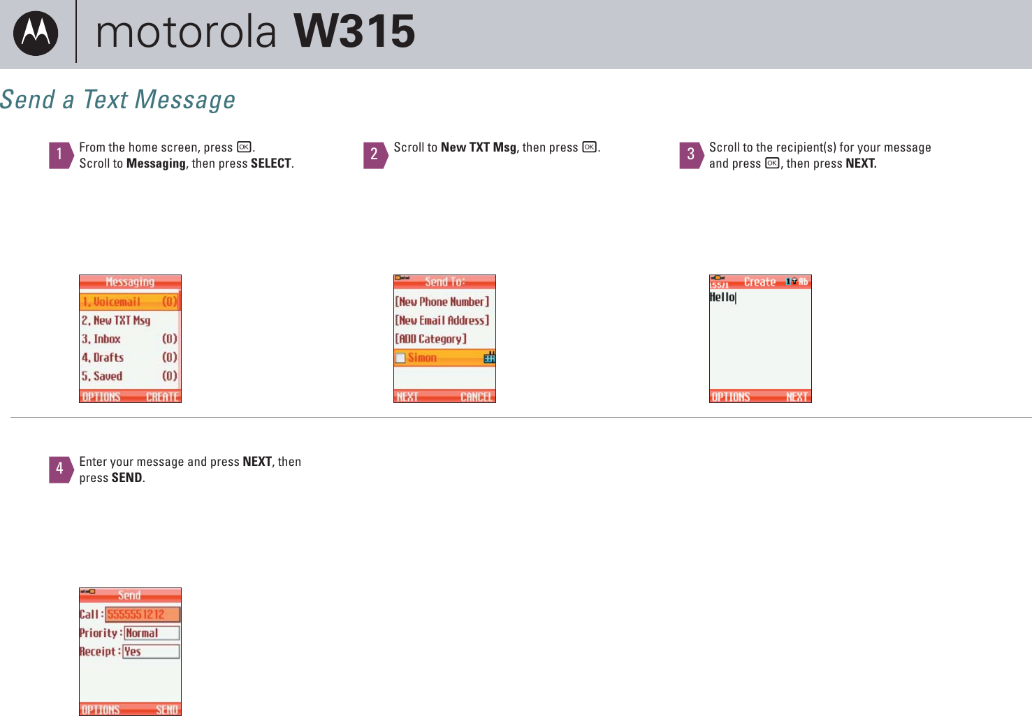 Page 4 of 6 - W315_Getting To Know Your Phone How Guide Motorola-w315-how-to-guide