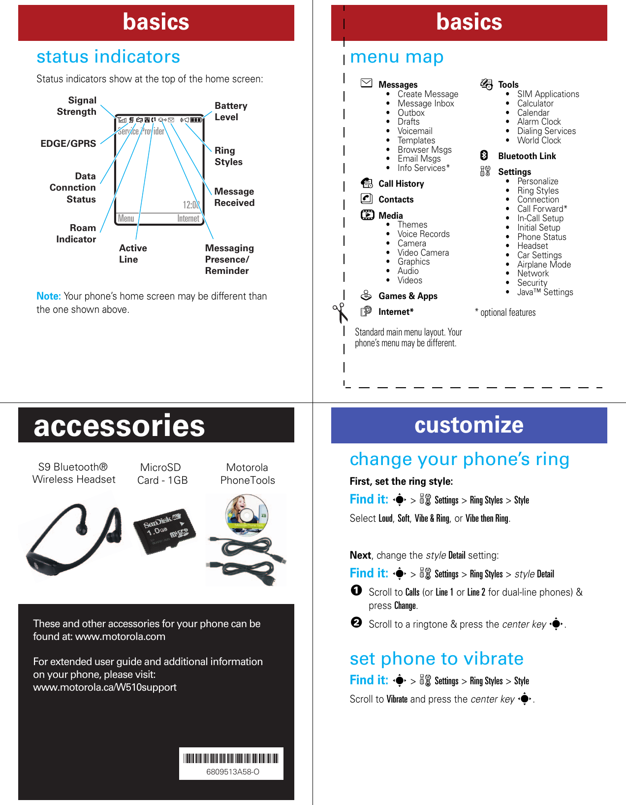 Page 3 of 10 - Getting Started Guide Motorola-w510-getting-started-guide