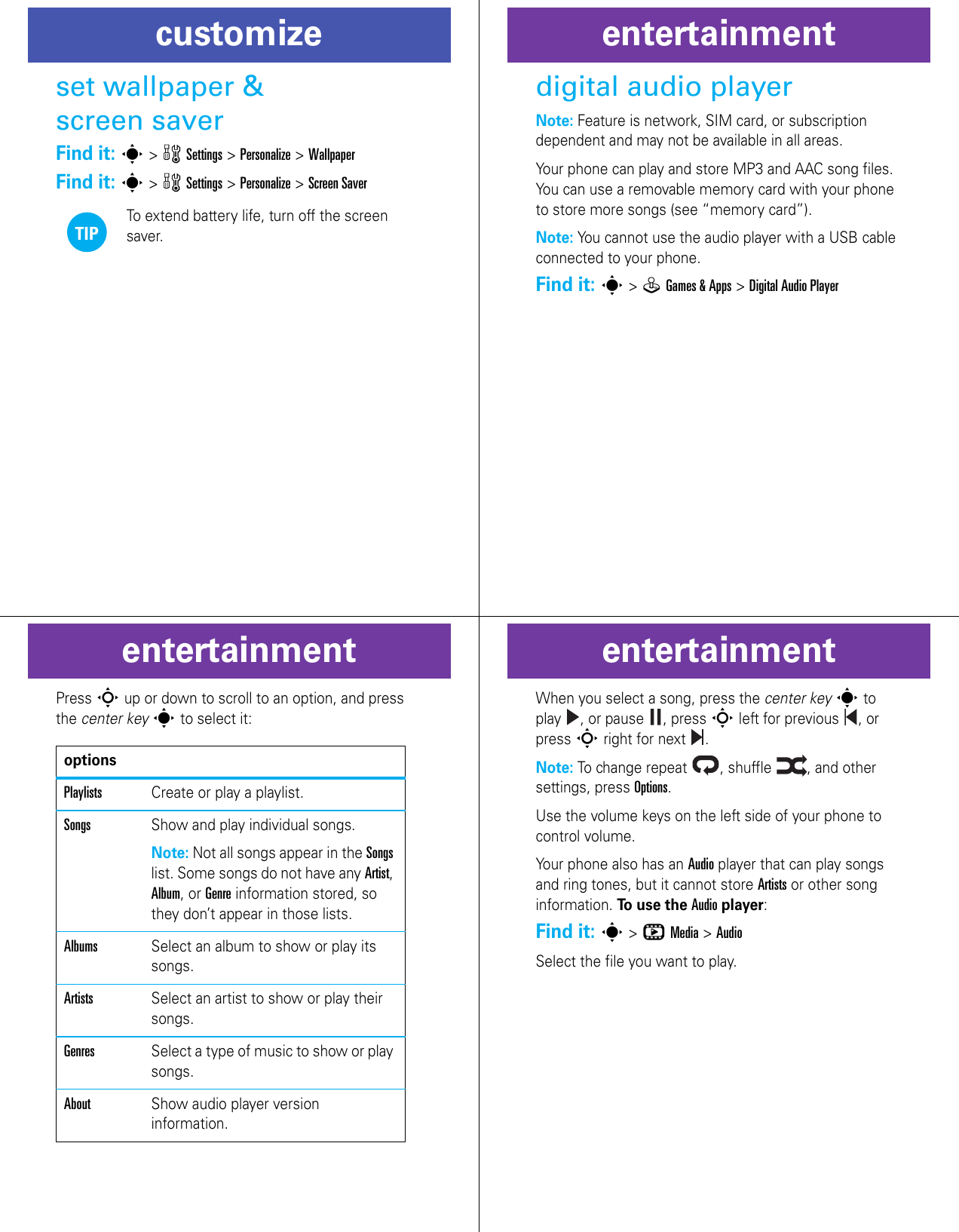 Page 4 of 10 - Getting Started Guide Motorola-w510-getting-started-guide