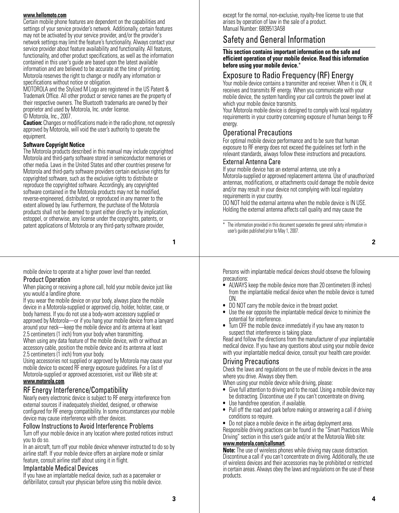 Page 6 of 10 - Getting Started Guide Motorola-w510-getting-started-guide