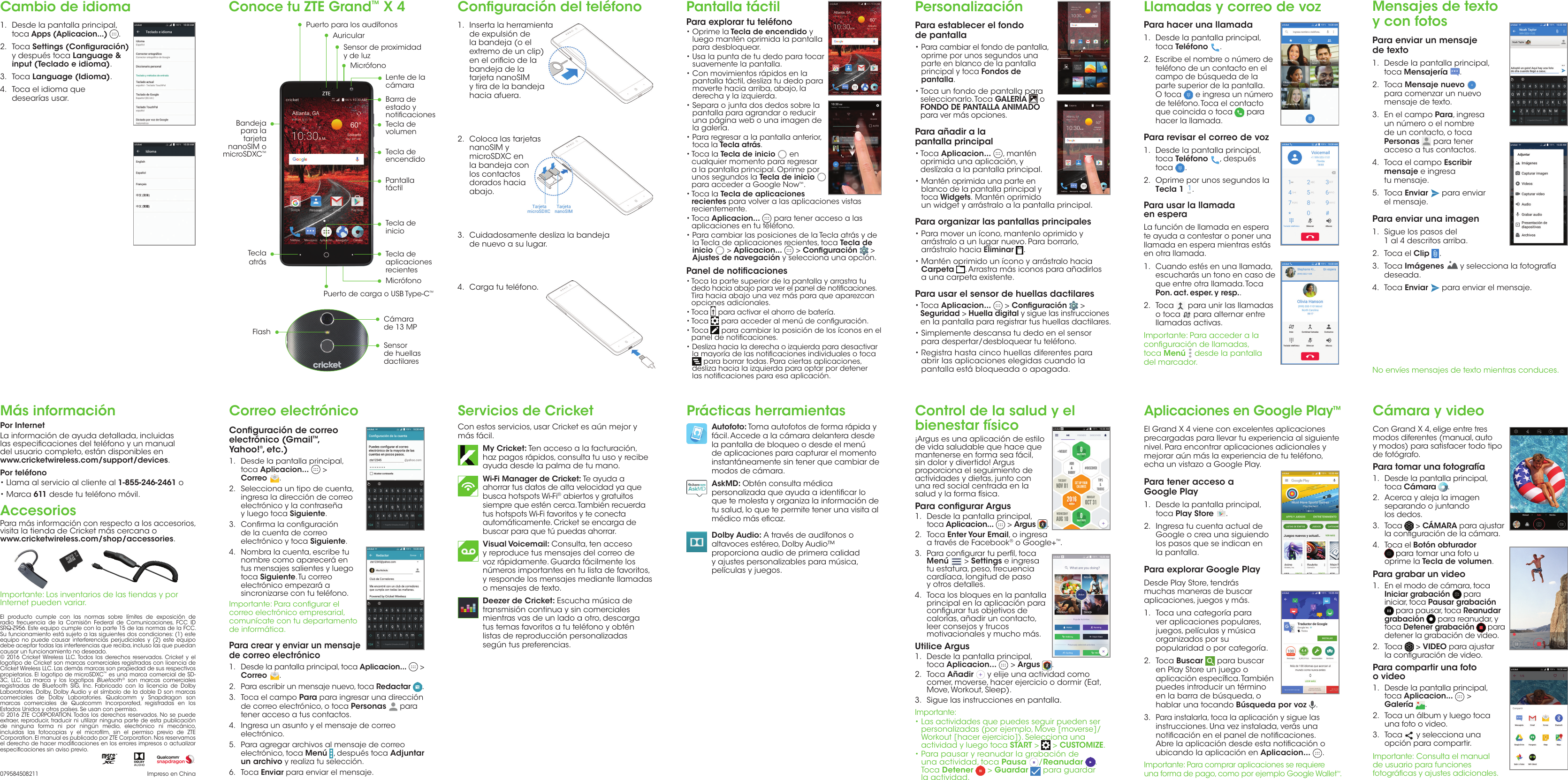 Page 2 of 2 - Quick Start Guide (Cricket) Zte Grand X4 Cricket