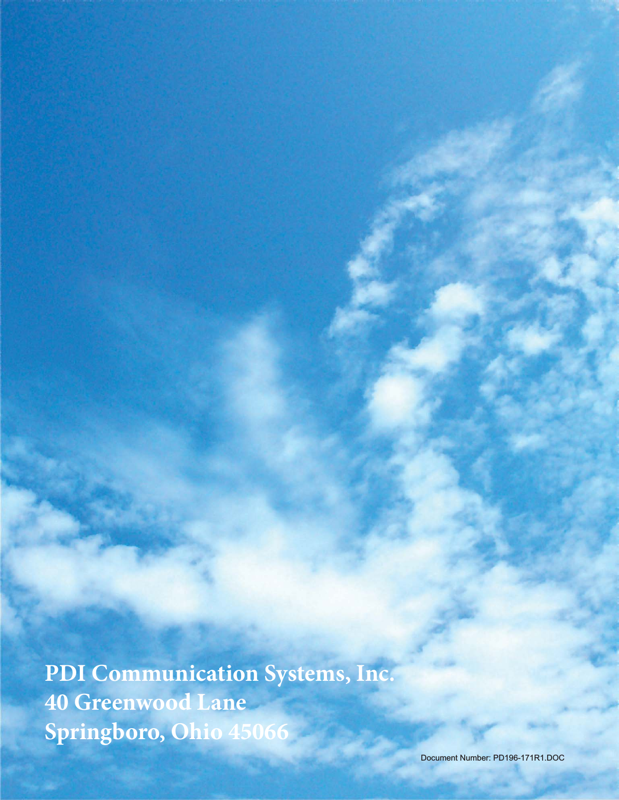                         Communication                    Systems Inc.MODEL NUMBER:  PDI-CV2200 DOCUMENT NUMBER:  PD196-171 R1DESCRIPTION:  PDI-CV2200 Television User Manual PAGE 24PDI Communication Systems, Inc.40 Greenwood LaneSpringboro, Ohio 45066Document Number: PD196-171R1.DOC