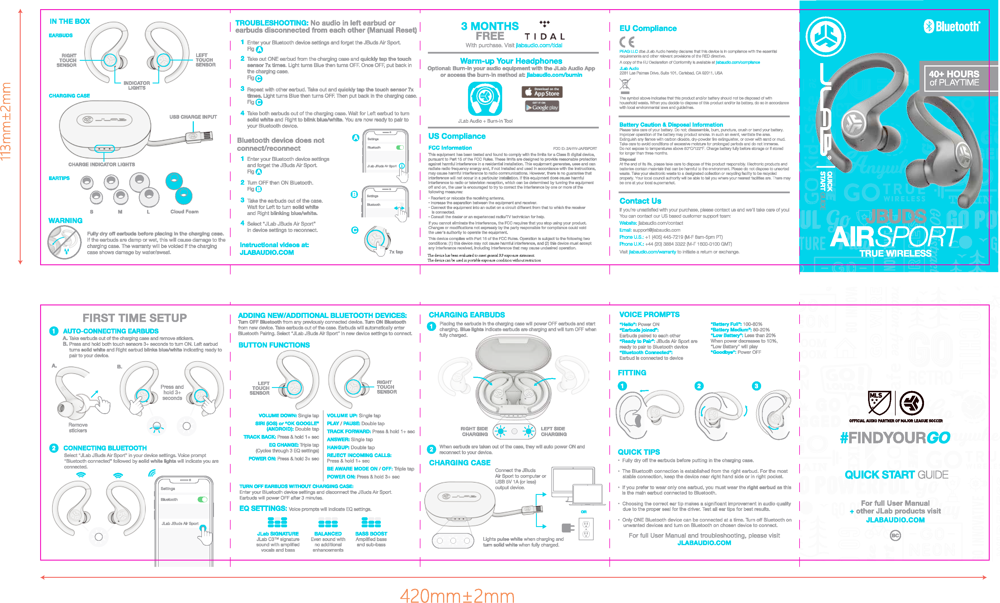 PEAG JLab Audio JAIRSPORT Bluetooth Headset User Manual A881 V2