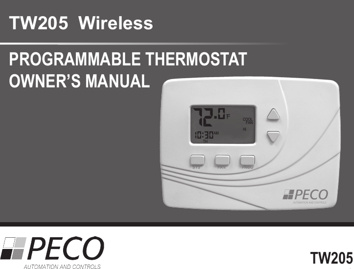 1TW205  Wireless PROGRAMMABLE THERMOSTATOWNER’S MANUALTW205